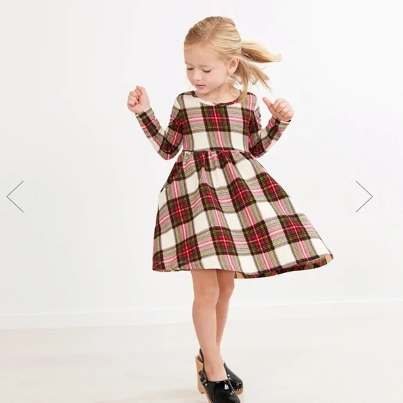 long sleeve plaid skater dress Tartan Red Toastie Long Sleeve Skater Dress-BlackMilk